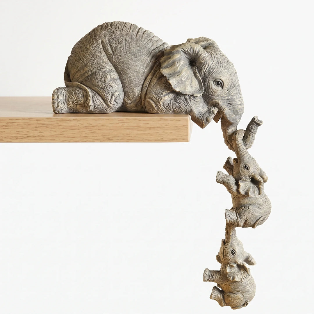 Three-Piece Hanging Elephant Shelf Figurine Set - Trunkle