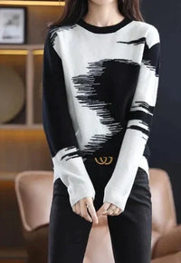 Trendy ladies' jumper with autumn colour gradient – Amaris