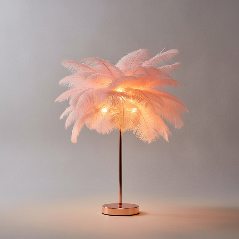 Tischlampe Mit Federschirm - PalmGleam
