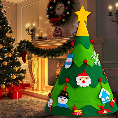 Felt Christmas tree for you to decorate – includes 30 decorative items