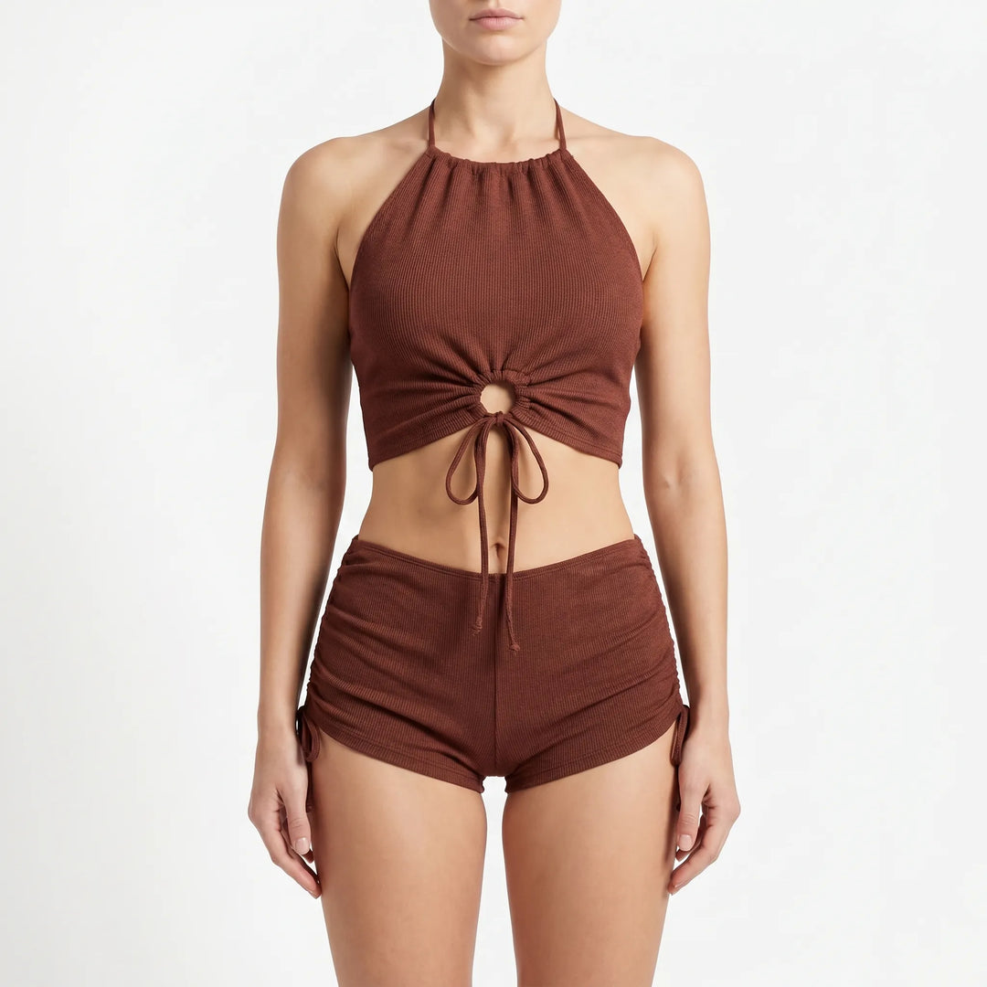 Two-Piece Ribbed Swimsuit Set - Zarley