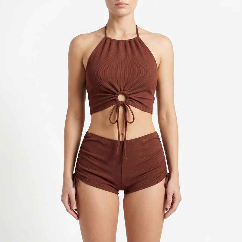Two-Piece Ribbed Swimsuit Set - Zarley