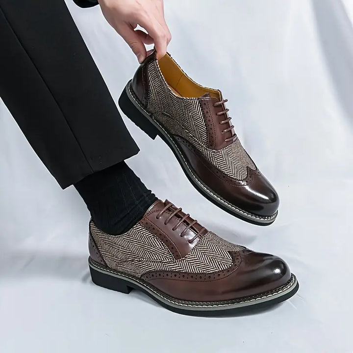 Two-Tone Textured Men's Brogues - Alfred