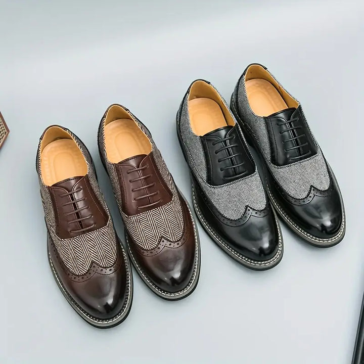 Two-Tone Textured Men's Brogues - Alfred
