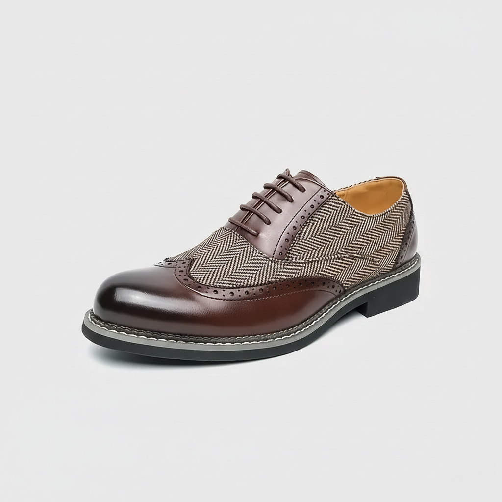 Two-Tone Textured Men's Brogues - Alfred