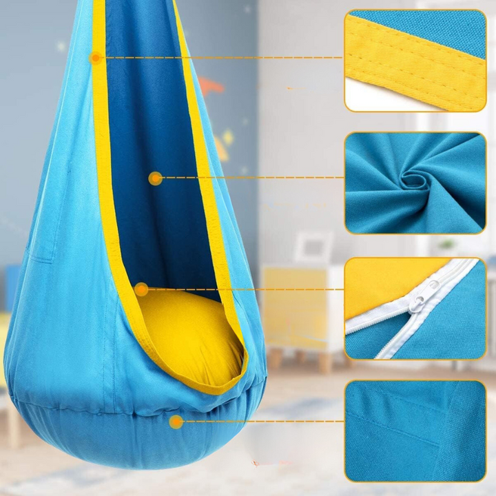 Hanging bag with floating seat for children aged 6 and over – suitable for indoor and outdoor use