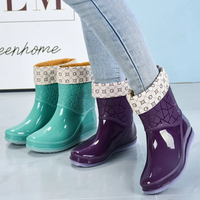 Ladies' half-height waterproof rain boots with pattern & non-slip sole – Marvella