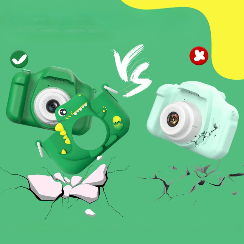 Children's camera with HD capability and dinosaur design for first photography adventures