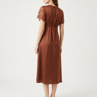 V-Neck Lace Trim Nightgown - Cathy