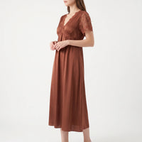 V-Neck Lace Trim Nightgown - Cathy