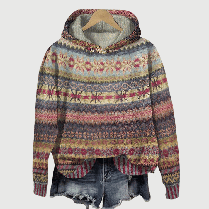 Warm Ladies Hoodie with Pattern – Freya