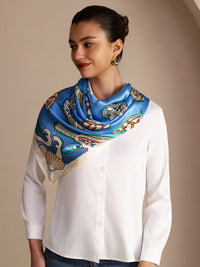 Vintage Style Ocean Print Square Scarf - Ozeira