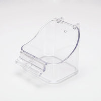 Clear transparent version of the hanging bath with curved back, two hooks and a front perch, on a white background. 4