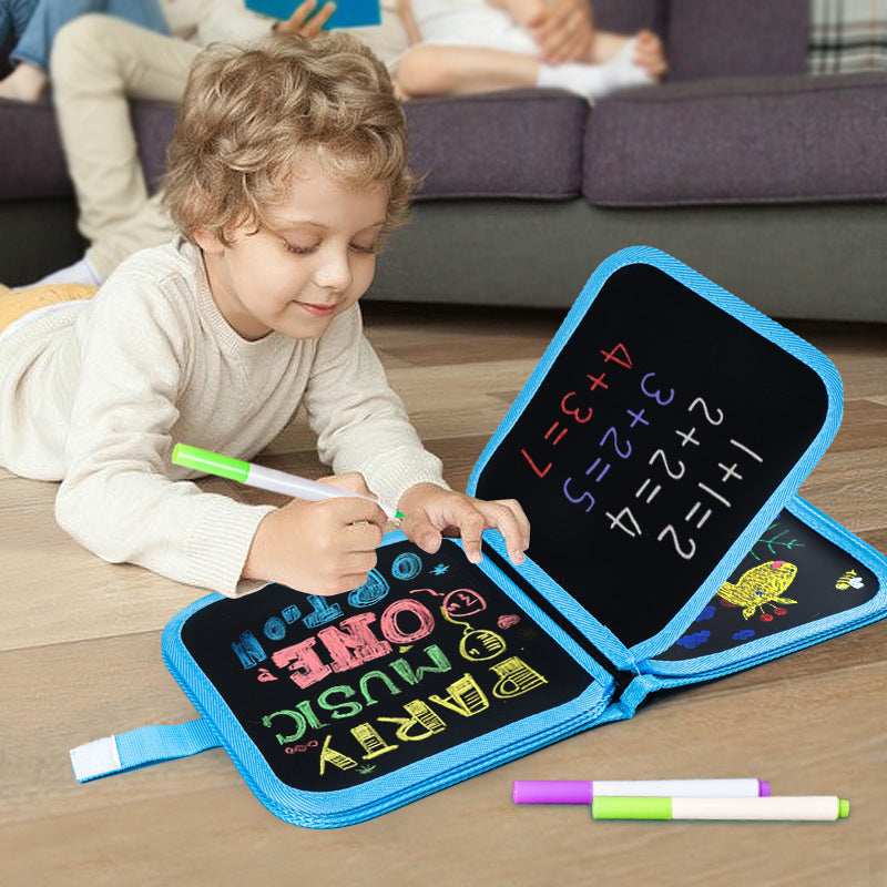 Reusable learning and drawing book for children – including 12 felt‑tip pens