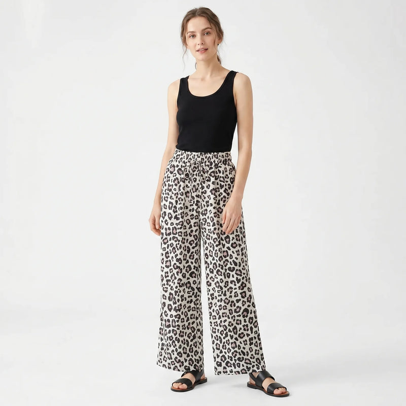 Wide-Leg Animal Print Trousers - Kendra