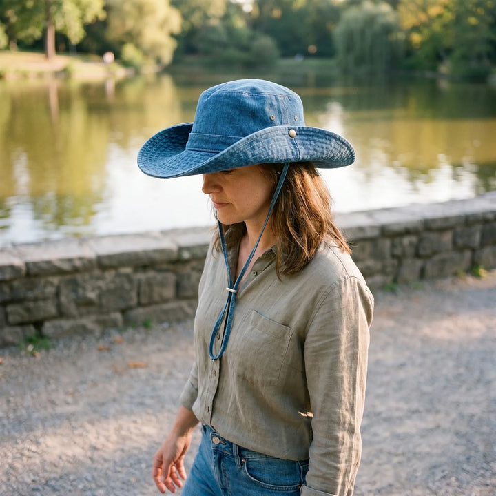 Wide Brim Denim Hat - Peaknox