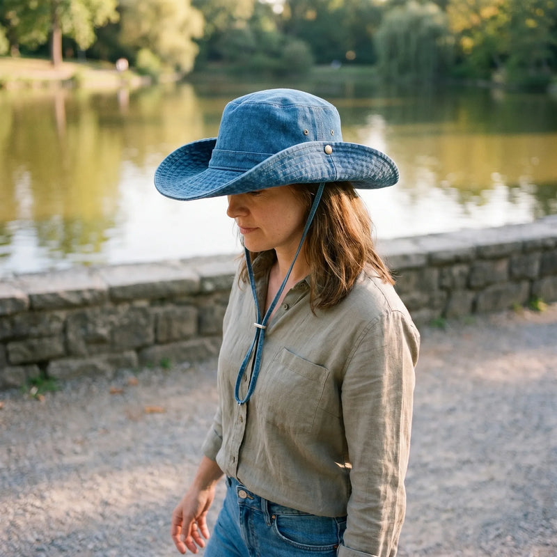Wide Brim Denim Hat - Peaknox