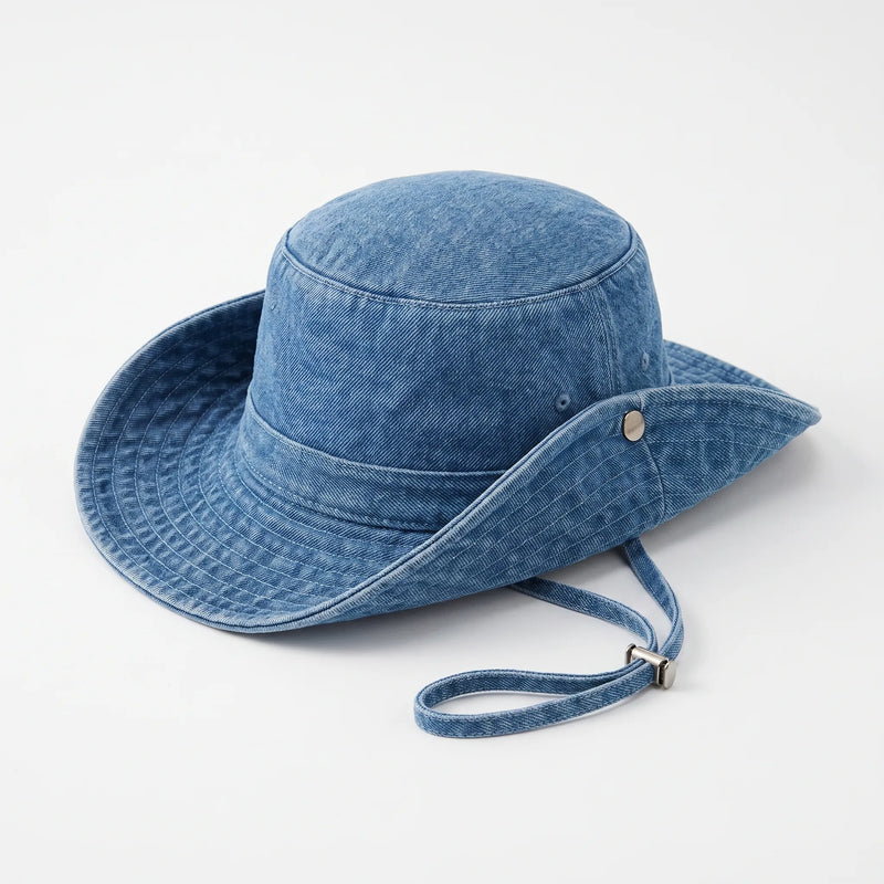 Wide Brim Denim Hat - Peaknox