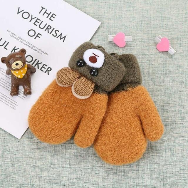 Winter-warm lined children's mittens with rabbit motif and cord – Buy one, get one free – 0–4 years