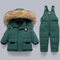 Winter set for children with a lined winter jacket and snow trousers with braces – Emilie