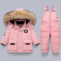 Winter set for children with a lined winter jacket and snow trousers with braces – Emilie