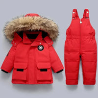Winter set for children with a lined winter jacket and snow trousers with braces – Emilie