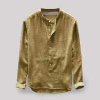 Linen Men's Shirt with Mandarin Collar and Long Sleeves – Elian