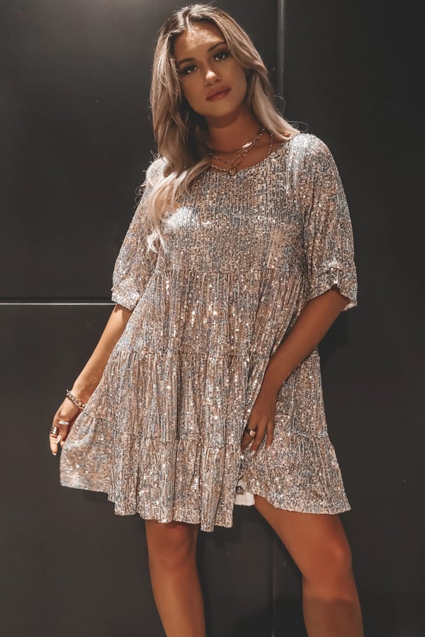 A-line Dress - ShimmerFlow-Coloured-M-State of Style