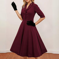 AA DRAFT Elegant Vintage Midi Dress | Timeless Look Comfortable Fit-XS-State of Style