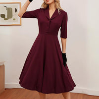 AA DRAFT Elegant Vintage Midi Dress | Timeless Look Comfortable Fit-XS-State of Style
