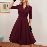AA DRAFT Elegant Vintage Midi Dress | Timeless Look Comfortable Fit-XS-State of Style