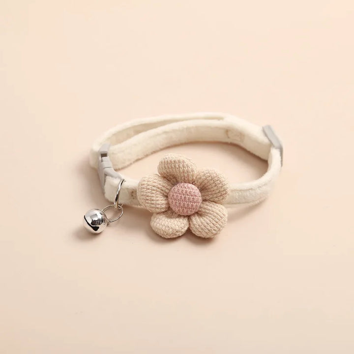 Adjustable Cat Collar with Flower - FlowerCharm-Beige-State of Style