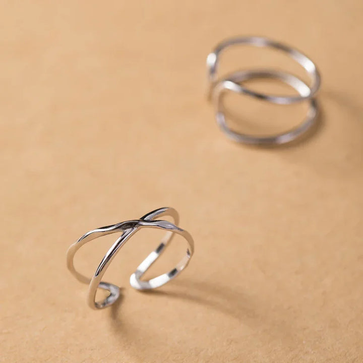 Adjustable Double Lines Ring - Lina-Crossed-State of Style