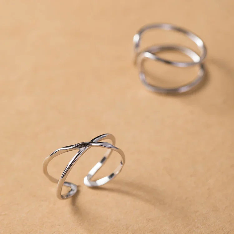 Adjustable Double Lines Ring - Lina-Crossed-State of Style