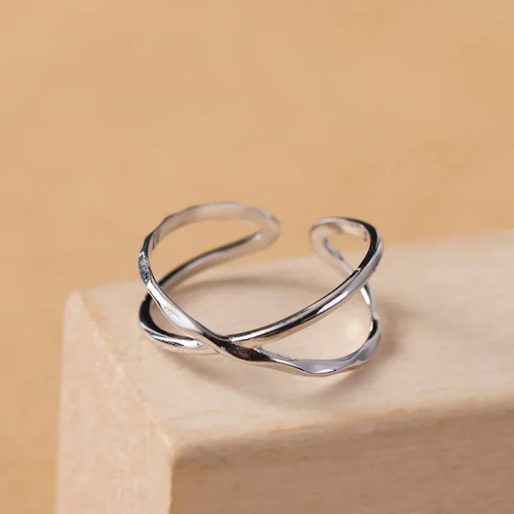 Adjustable Double Lines Ring - Lina-Crossed-State of Style