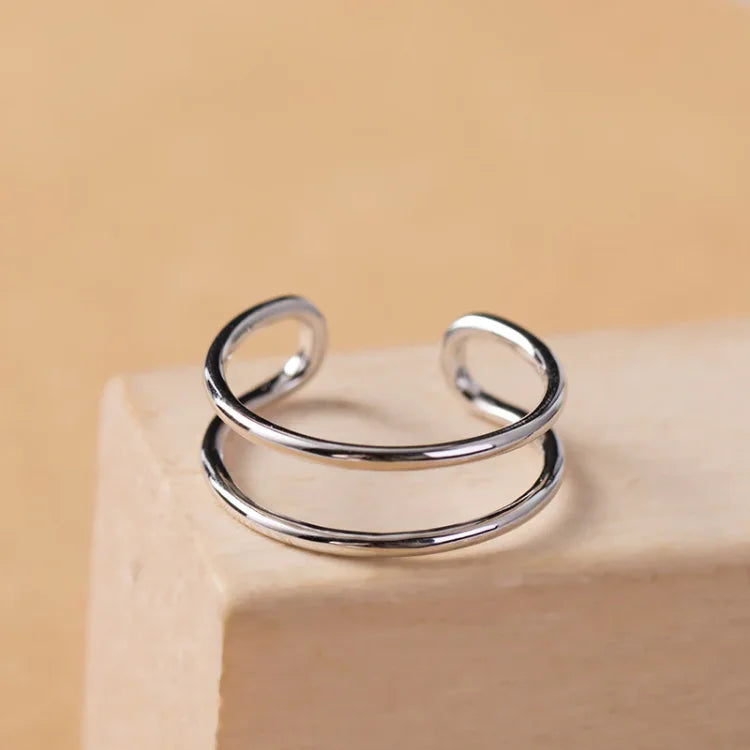 Adjustable Double Lines Ring - Lina-Parallel-State of Style