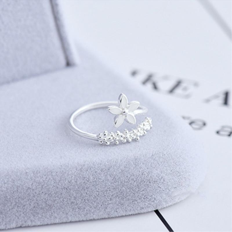 Adjustable Silver Ring with Enamel Wildflowers - Amaril-State of Style
