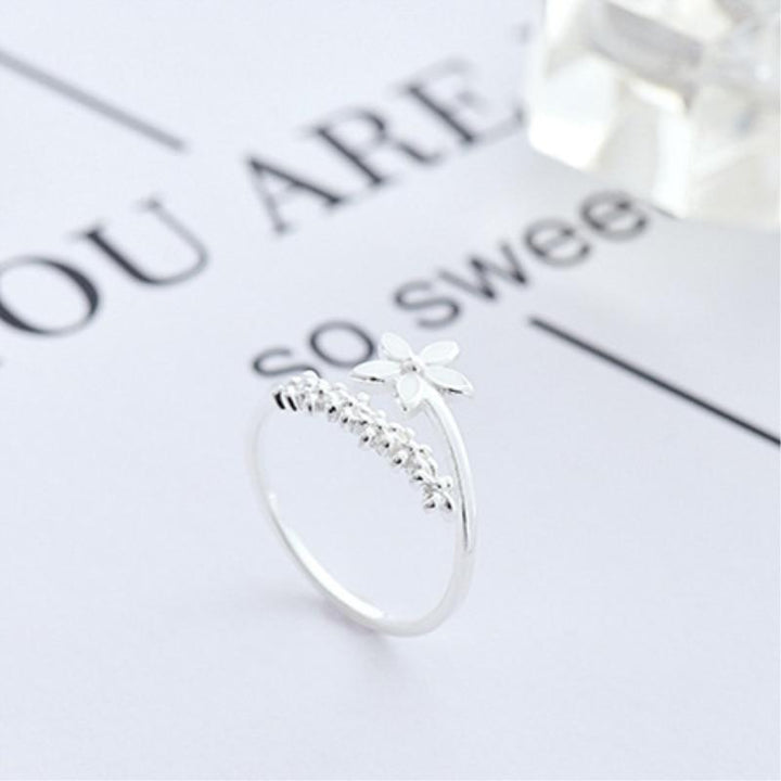 Adjustable Silver Ring with Enamel Wildflowers - Amaril-State of Style