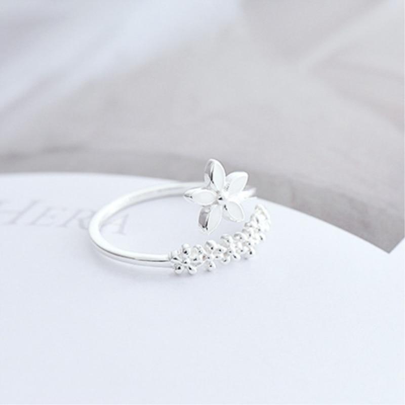 Adjustable Silver Ring with Enamel Wildflowers - Amaril-State of Style