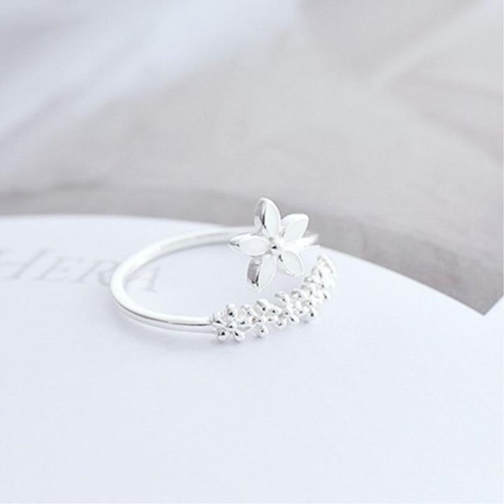 Adjustable Silver Ring with Enamel Wildflowers - Amaril-State of Style