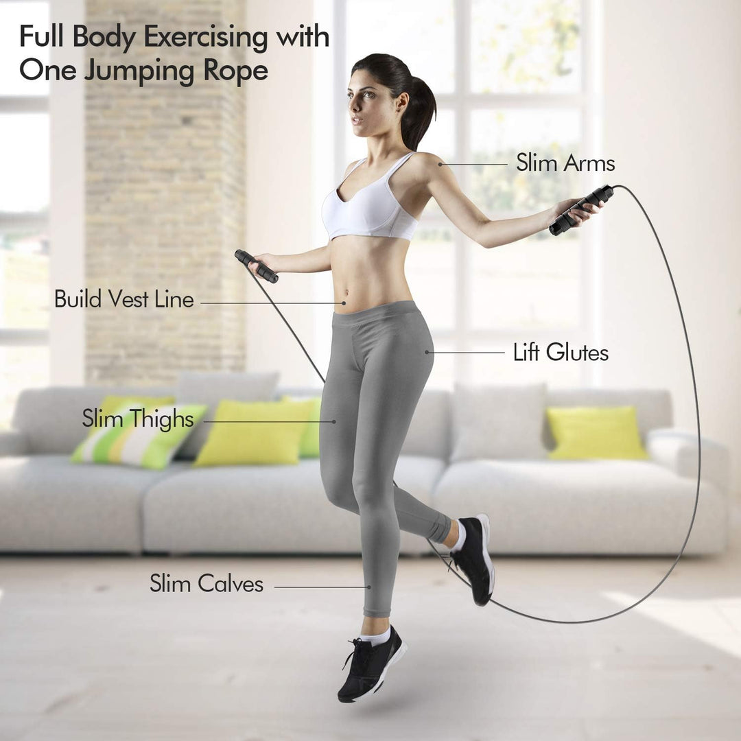 Adjustable Tangle-Free Skipping Rope for Fitness-Black-State of Style