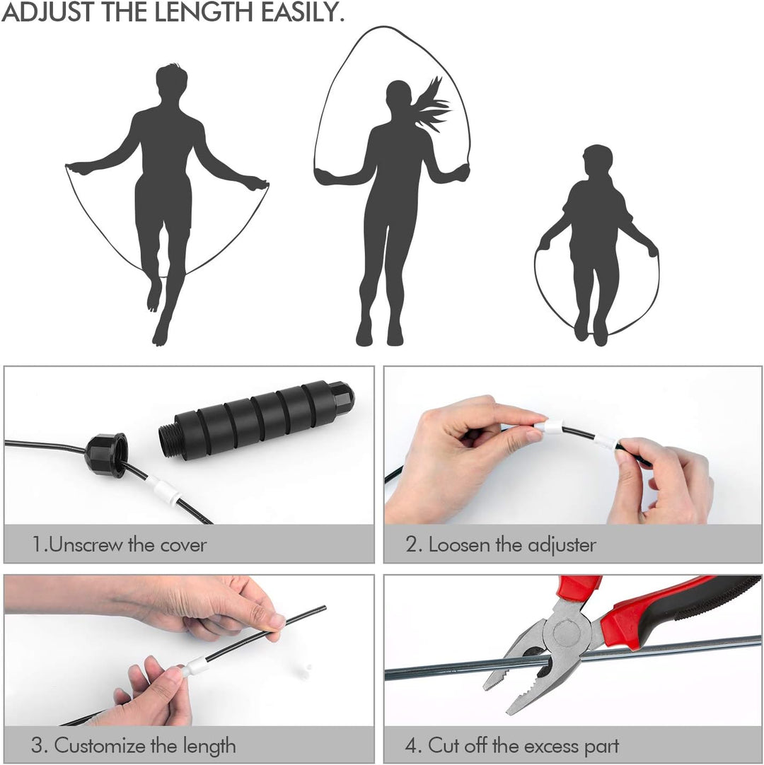 Adjustable Tangle-Free Skipping Rope for Fitness-Black-State of Style