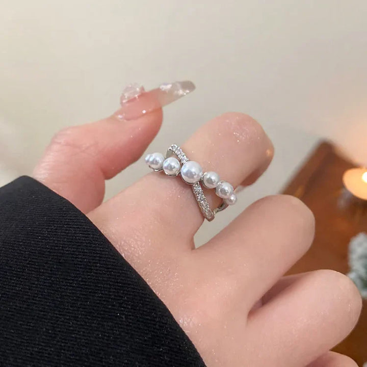 Adjustable Vintage Ring with Zirconia and Pearl – Isadora-State of Style