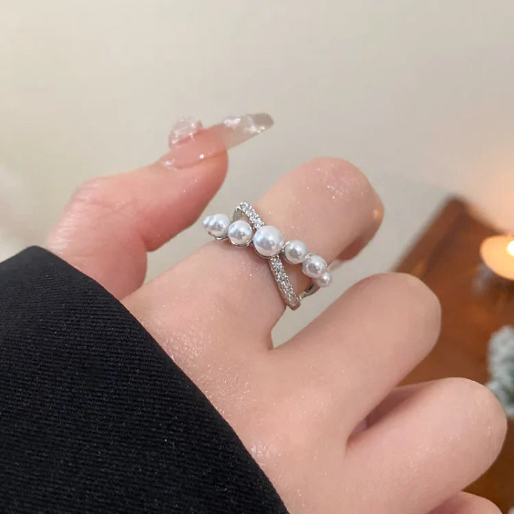 Adjustable Vintage Ring with Zirconia and Pearl – Isadora-State of Style