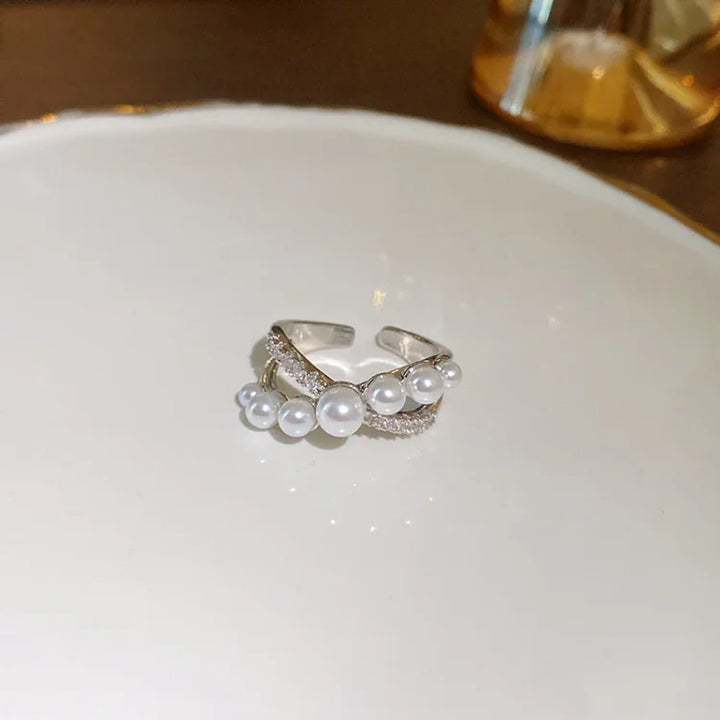 Adjustable Vintage Ring with Zirconia and Pearl – Isadora-State of Style