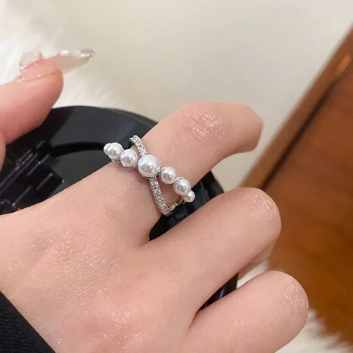 Adjustable Vintage Ring with Zirconia and Pearl – Isadora-State of Style