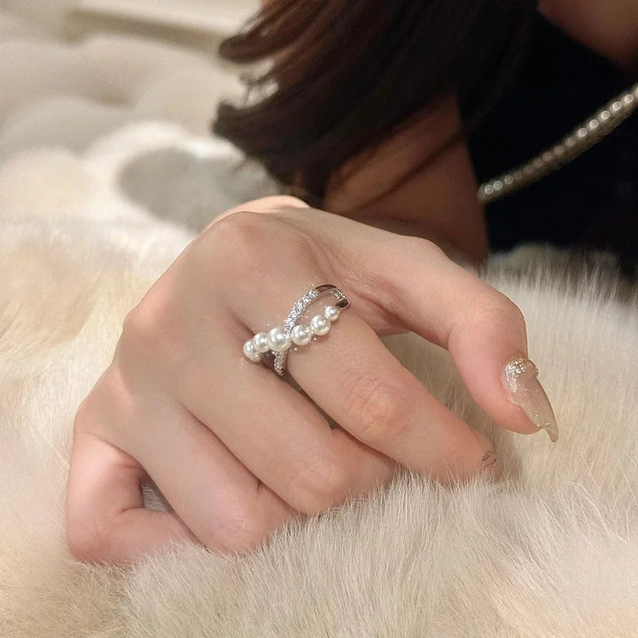 Adjustable Vintage Ring with Zirconia and Pearl – Isadora-State of Style