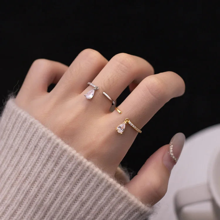 Adjustable Water Drop Ring - Isaline-Gold-State of Style