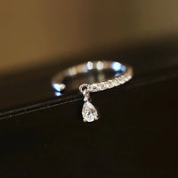 Adjustable Water Drop Ring - Isaline-Silver-State of Style