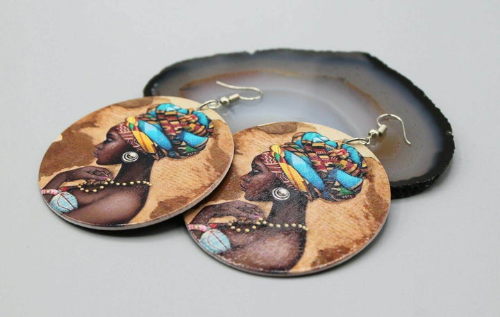 Afrocentric Wooden Drop Earrings | Lightweight Statement Jewellery-State of Style